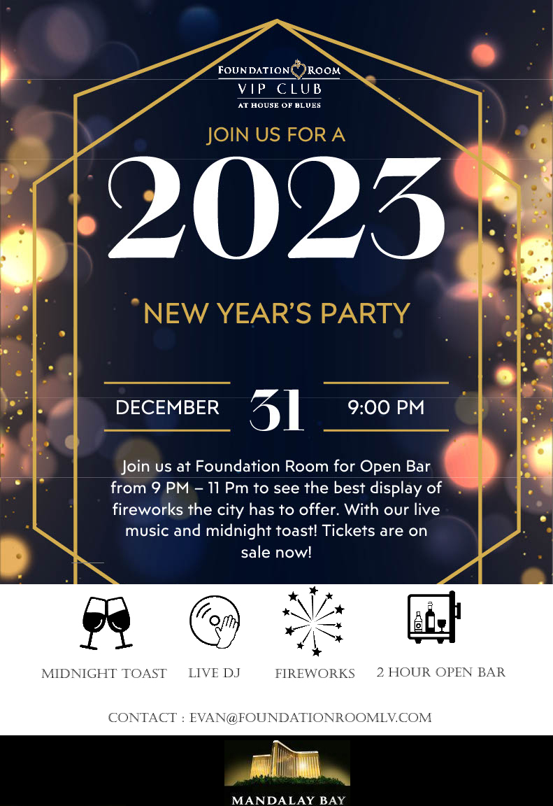 Foundation Room Open Bar and Fireworks New Years Even Party